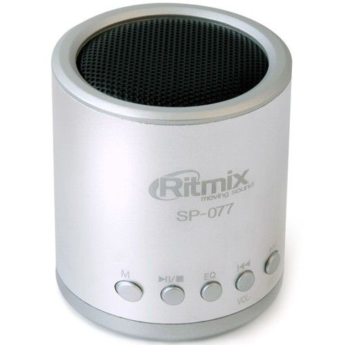 Колонка портативная Ritmix SP-077 питание от USB, без аккумулятора - 3 Вт, FM, плеер - серебристые  #1