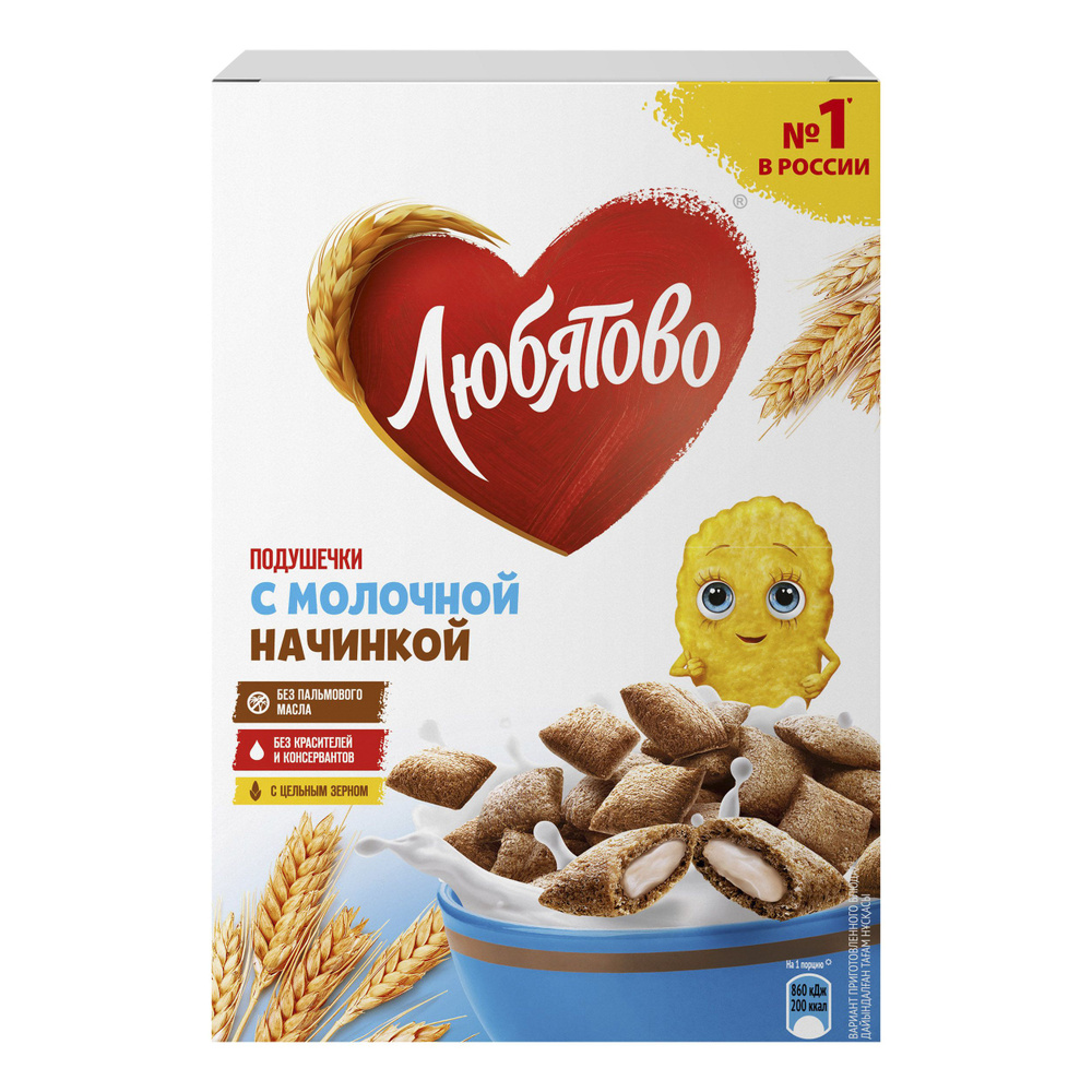 Подушечки Любятово пшеничные с молочной начинкой 220 г #1