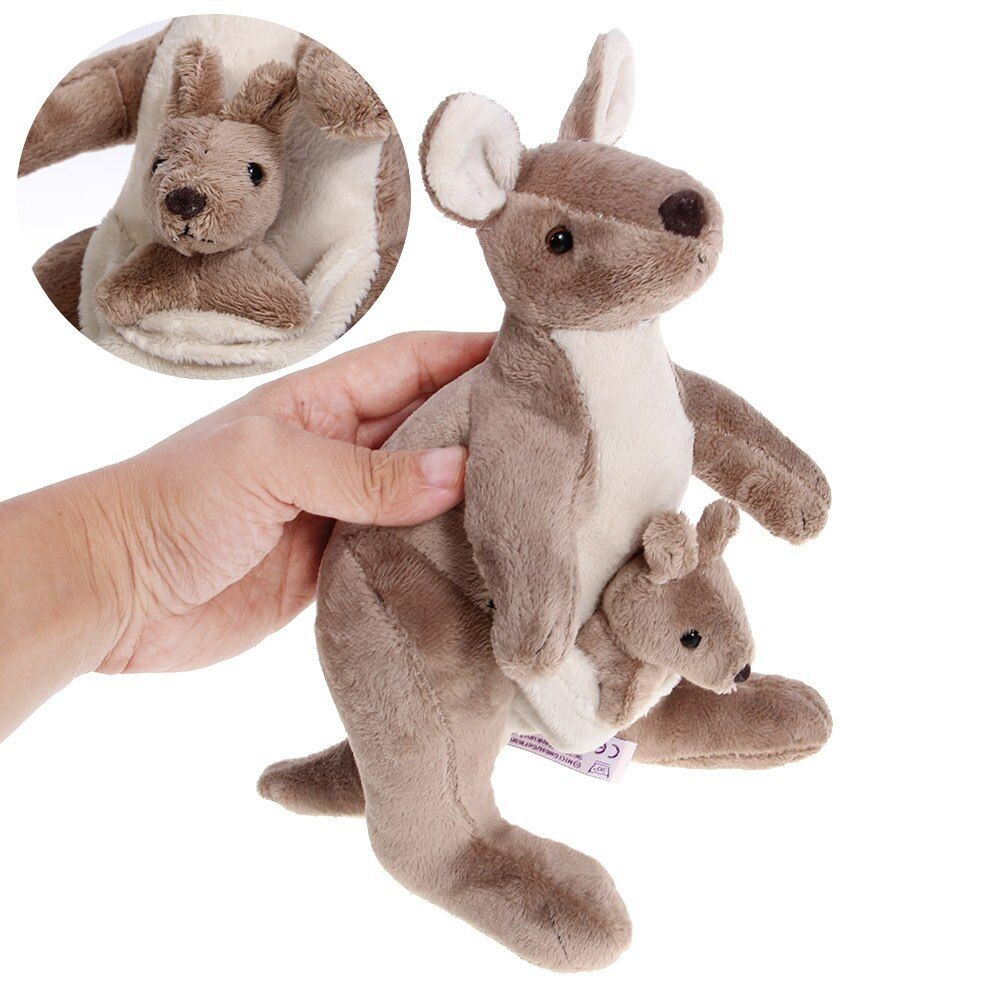 Мягкая игрушка кенгуру с малышом 25 см #1