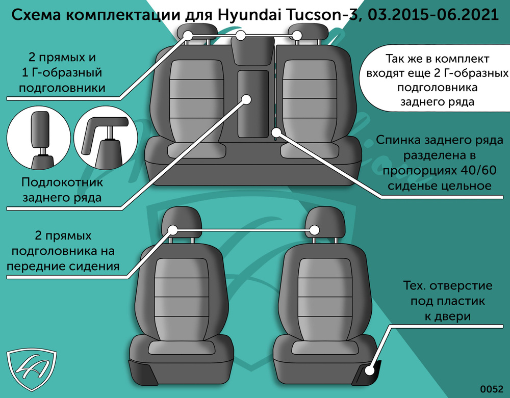 Авточехлы Lord AutoFashion для Hyundai Tucson-3, 03.2015-02.2019 (хундай туксан) ТУРИН СТ /Илана+Орегон/ #1