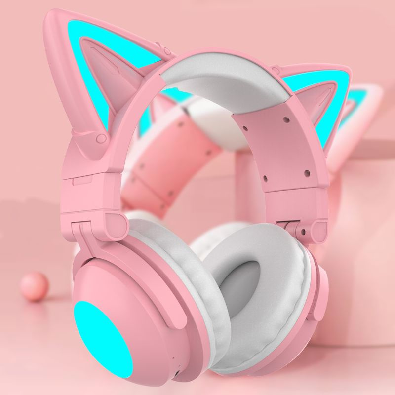 CAT EAR Наушники беспроводные с микрофоном, 3.5 мм, microUSB, розовый  #1