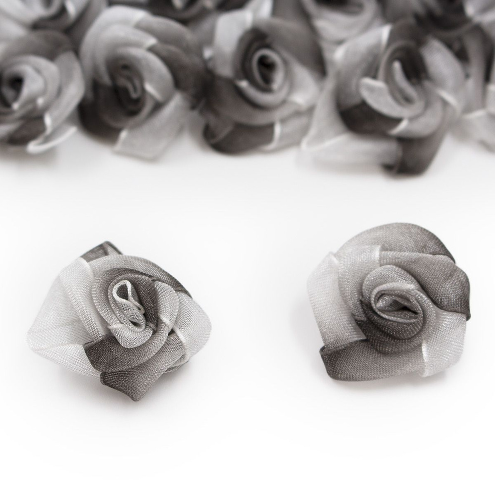 Цветы пришивные органза Айрис, Роза 2,5 см, цветочки для рукоделия, скрапбукинга, 10 шт/упак  #1