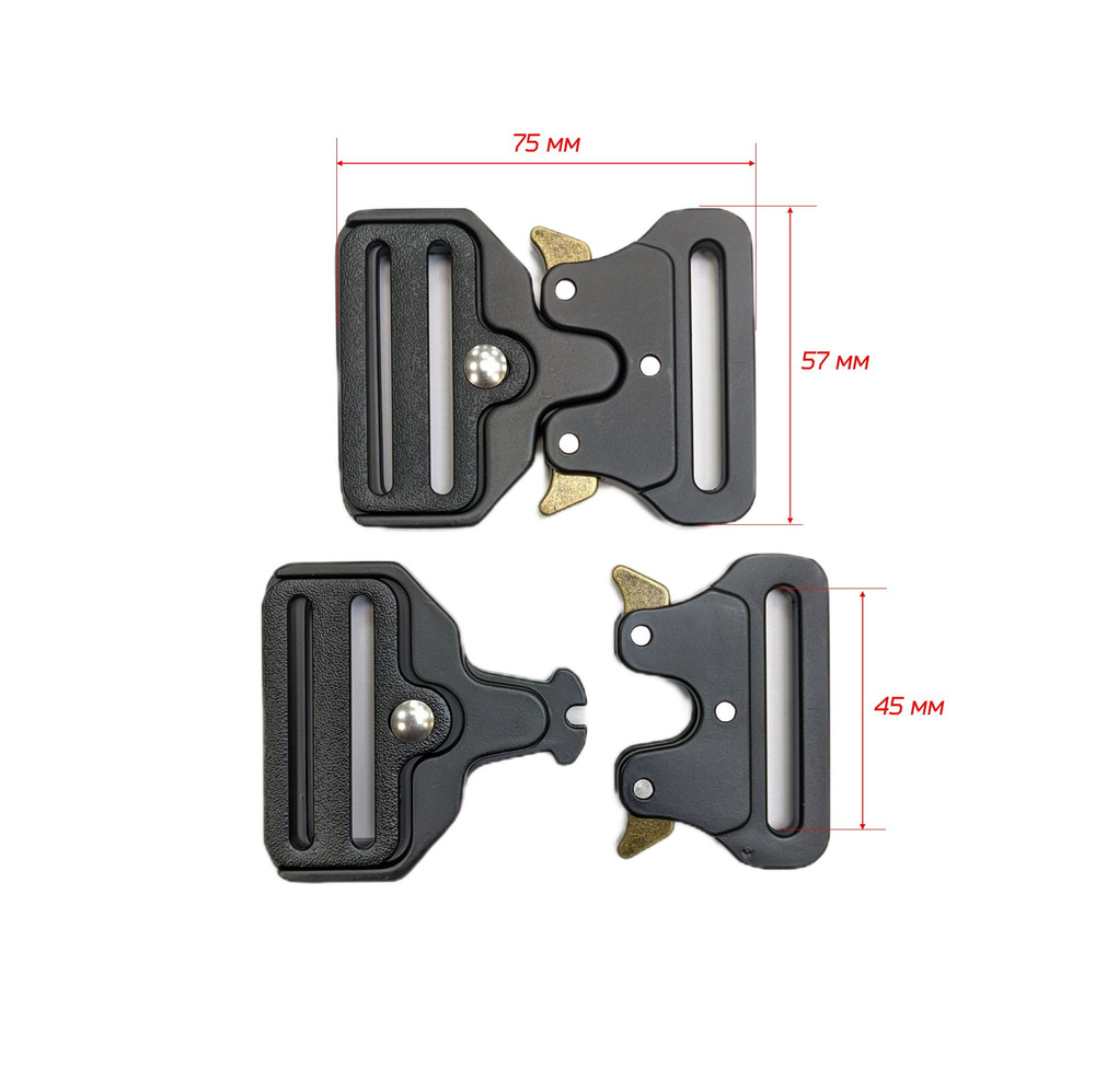 Застежка пряжка фастекс "Кобра" металлическая 45 мм, 2 штуки, черная  #1