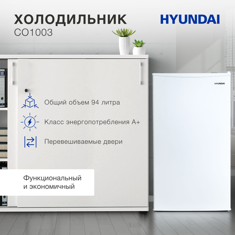 Холодильник Однокамерный Hyundai CO1003, гарантия 2 года, полезный объем 94 л., Низкотемпературное отделение #1