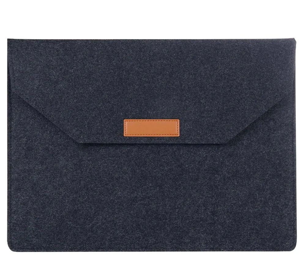 Универсальный чехол-конверт войлочный с липучкой для ноутбука 15.6-16 дюймов, размер 40-28-1 см, черный #1