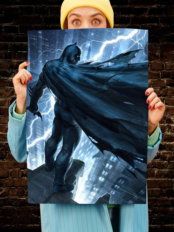 Постер интерьерный Бэтмен, 70х46 см. Матовый яркий. Batman Темный рыцарь Супергерой  #1