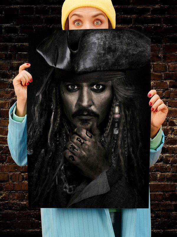 Постер интерьерный Капитан Джек Воробей 2, 70х46 см. Матовый яркий. Пираты Карибского Моря Джонни Депп #1