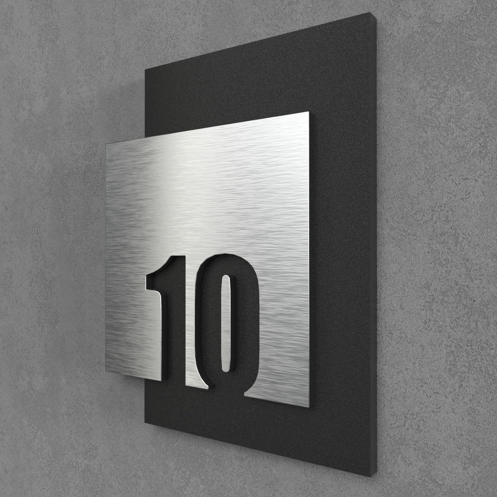 Цифры на дверь квартиры, табличка самоклеящаяся номер 10, 15х12см, царапанное серебро  #1