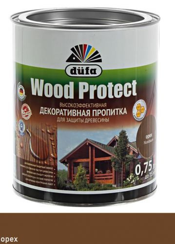 Пропитка декоративная для защиты древесины Dufa Wood Protect орех 0,75 л.  #1