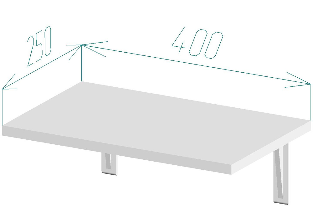 Белая навесная настенная полка 400*250 мм с 2 кронштейнами  #1