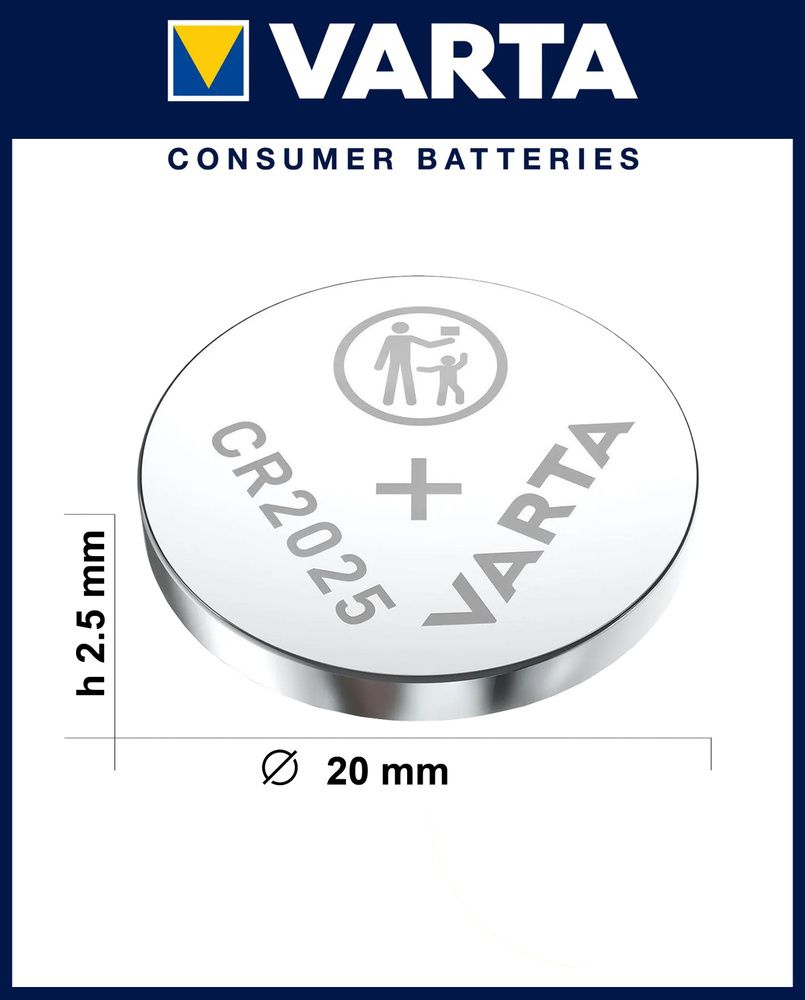 Батарейка CR2025 VARTA Energy, Lithium, 3V, 2 шт #1