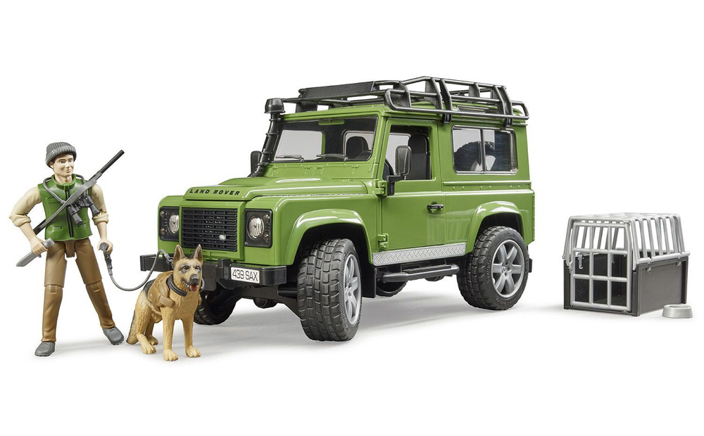 Внедорожник Bruder 02587 Land Rover Defender с фигуркой охотника и собакой  #1