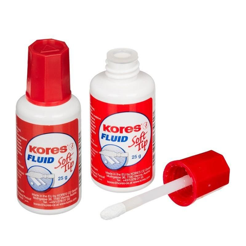 Корректирующая жидкость (штрих) Kores Soft Tip Fluid быстросохнущая 25 мл  #1