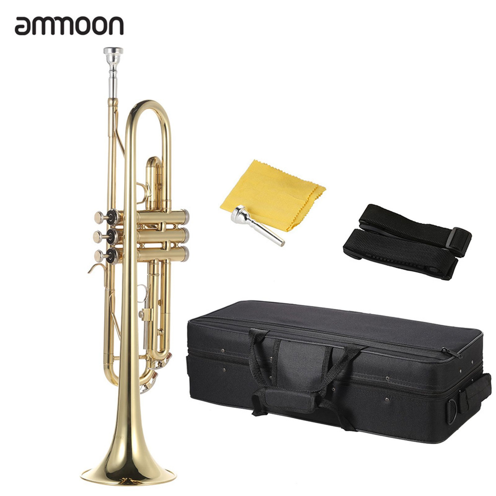 ammoon Trumpet Bb Flat Brass Позолоченный изысканный прочный музыкальный инструмент,  #1