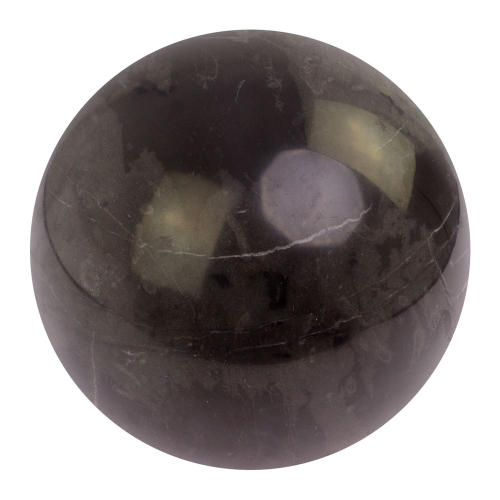 Каменный шар из черного мрамора 14,5 см / шарик декоративный / подарок из камня  #1