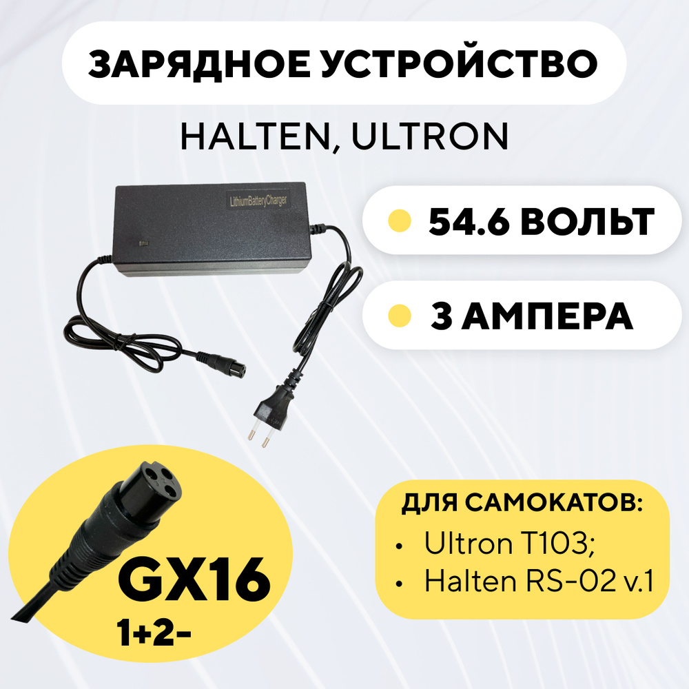 Зарядное устройство 48V, 3A для электросамоката Ultron T103, Halten RS-02 v.1 (54.6 Вольт, 3 Ампера) #1
