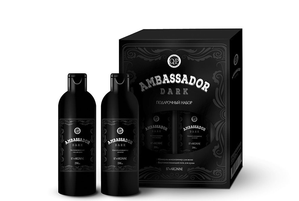 Q.P. Подарочный набор №1121 Ambassador Dark (Шампунь-кондиционер для волос 250мл+ Гель для душа 250мл) #1