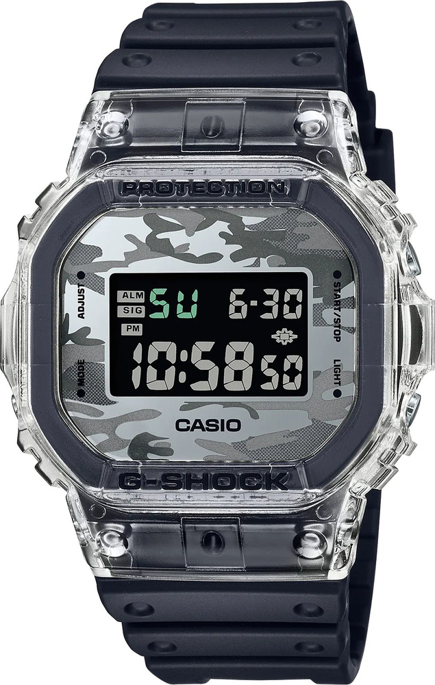 Японские наручные часы Casio DW-5600SKC-1 мужские кварцевые спортивные часы Касио Джи Шок прозрачные #1