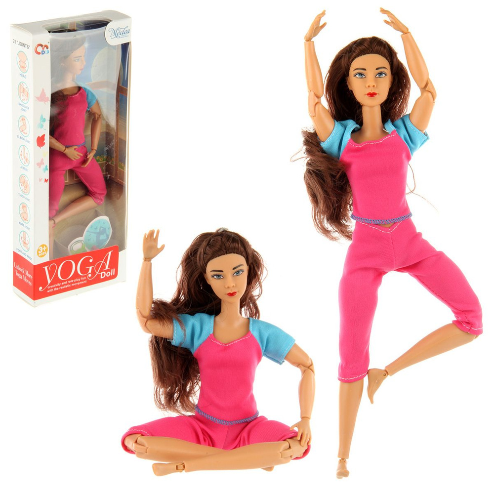 Шарнирная кукла Люси гимнастка "Йога", 29 см, Veld Co / Куколка с аксессуарами для девочки / Барби с #1