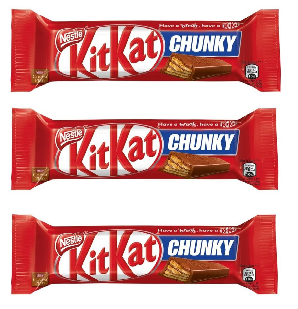 Шоколадный батончик Kit kat Chunky / Кит Кат Чанки в молочном шоколаде 40гр. х3шт. (Болгария)  #1