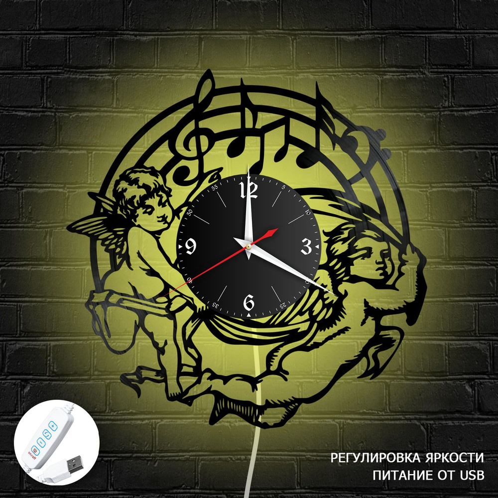 Настенные часы RedLaser "Музыка из винила с белой подсветкой, №18", 30 см  #1