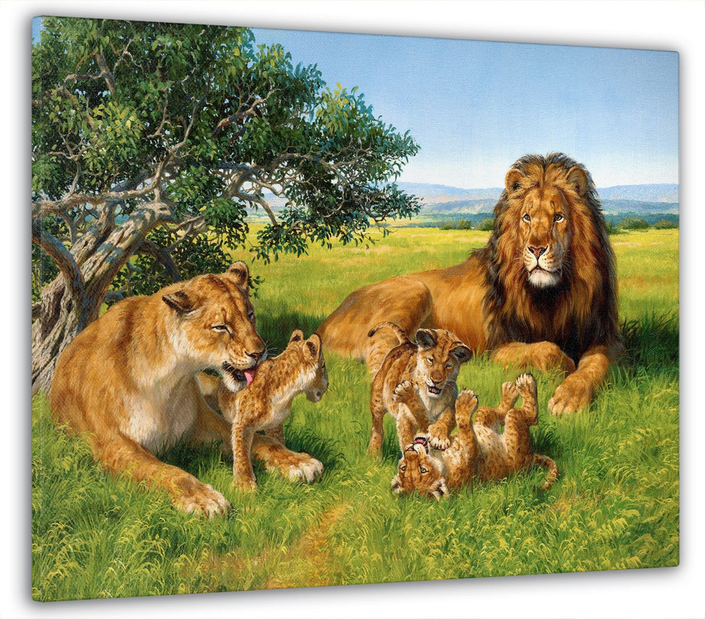 Картина на стену для интерьера / животные / "Семейство львов" 50x70 см MK10090_G  #1