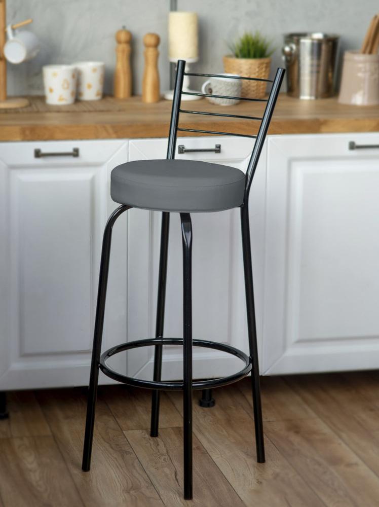 Барный стул для дома на кухню, балкон высокий, круглое мягкое сиденье со спинкой, для кухонный стойки #1