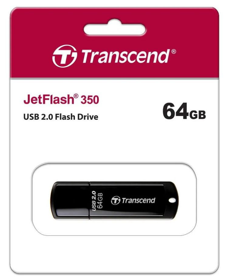 Transcend USB-флеш-накопитель TS64GJF350, USB 2.0 64 ГБ, черный #1