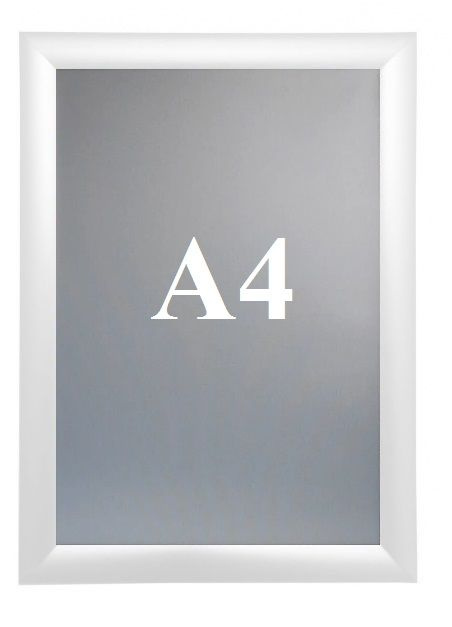 РУРАМ Фоторамка "Рамка алюминиевая Клик, А4 (21*29,7), прямой угол, Белый, защелкивающийся профиль"  #1