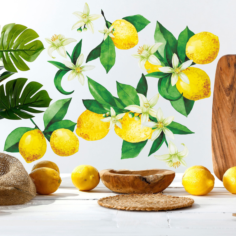 Наклейки на стену для декора на кухню лимоны 60x43 см Уцененный товар  #1