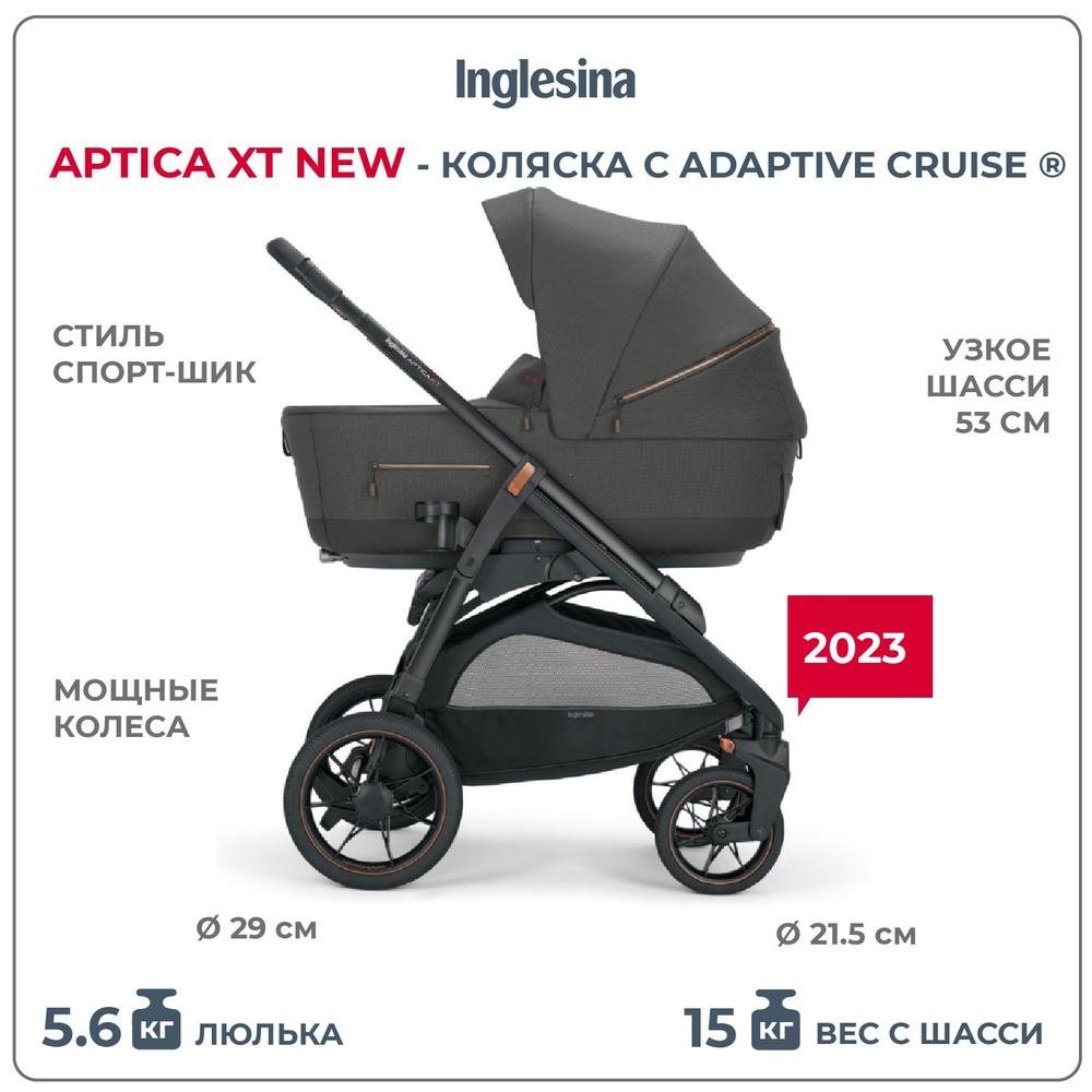 Коляска 2 в 1 Inglesina Aptica XT New с подставкой под люльку Stand Up, Magnet Grey  #1