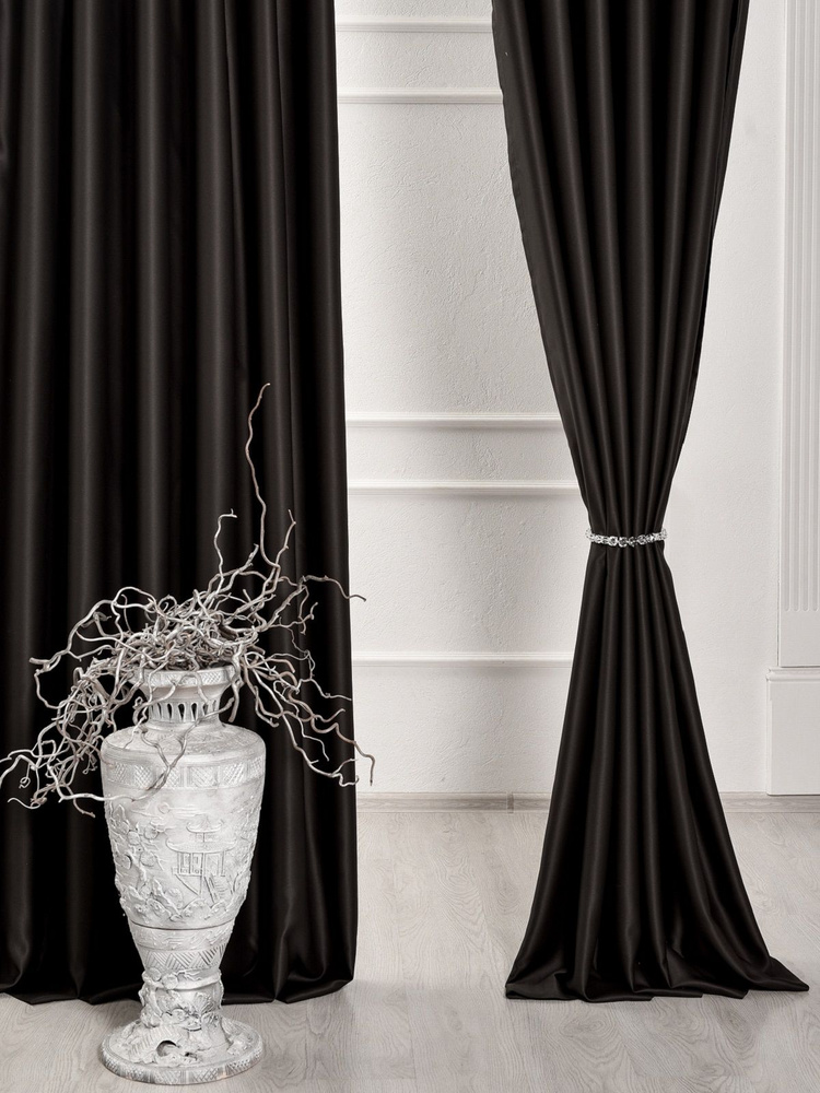 Айвори Комплект штор Блэкаут-Жасмин 270х400см, венге тёмный  #1