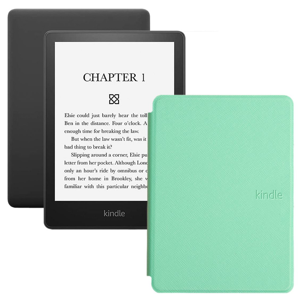 Amazon Kindle 6.8" Электронная книга PaperWhite 5 11-th gen 16Gb SO + обложка, светло-зеленый  #1