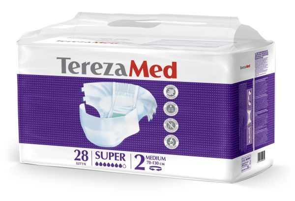 Подгузники для взрослых TerezaMed Super Medium (№2), объем талии 70-130 см, 28 шт.  #1