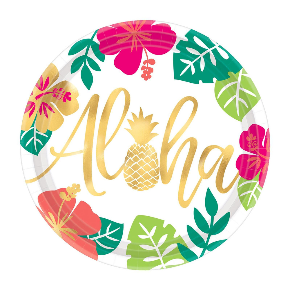 Тарелки ALOHA Фламинго 27см 8шт гавайская вечеринка #1