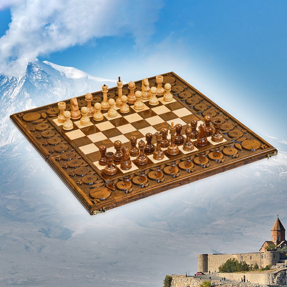 Шахматы и нарды деревянные 30 х 32 см Бук Армения #1