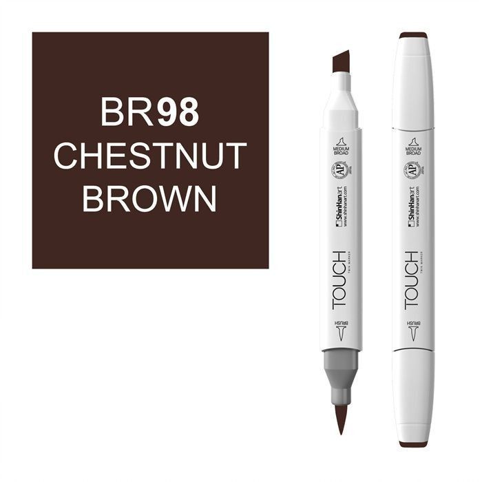 Маркер TOUCH BRUSH двухсторонний на спиртовой основе BR98 Chestnut Brown  #1