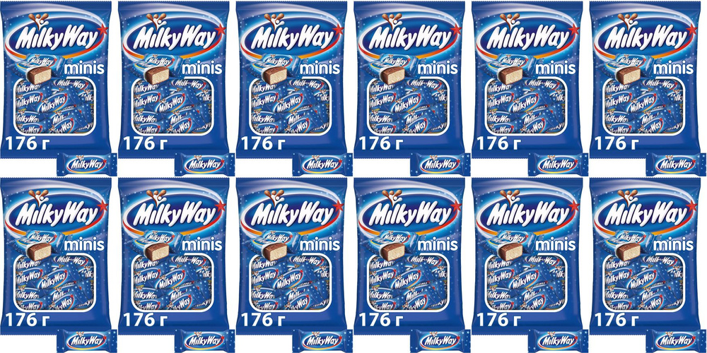 Конфеты шоколадные Milky Way Minis, комплект: 12 упаковок по 176 г  #1