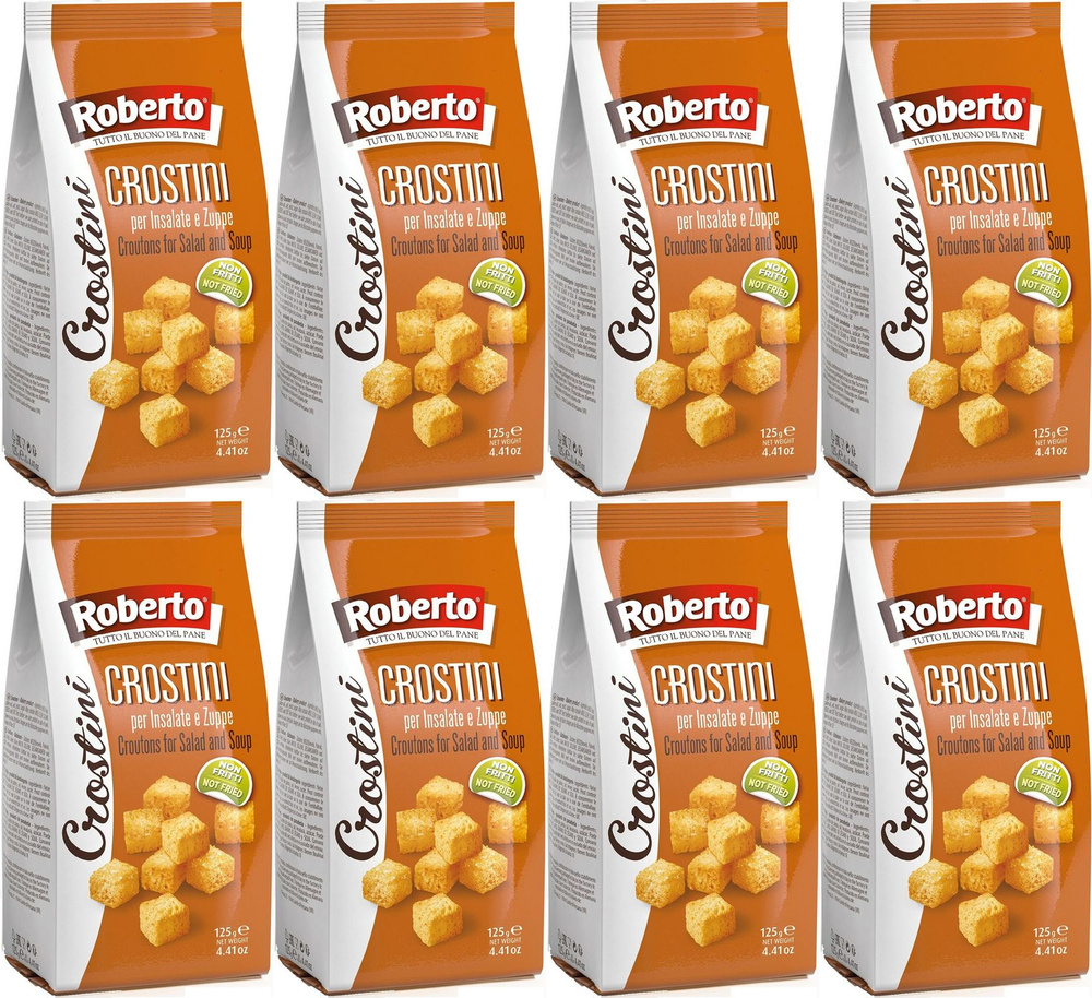 Сухарики Roberto Crostini для супов и салатов, комплект: 8 упаковок по 125 г  #1