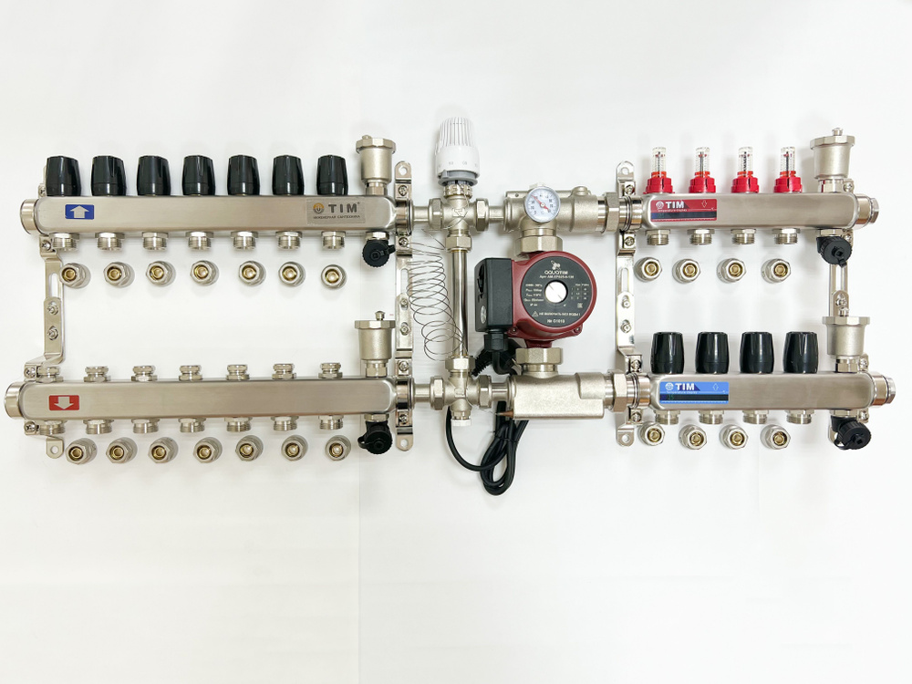 Комплект для подключения тёплого водяного пола на 4 выхода и радиаторов отопления 7 шт  #1