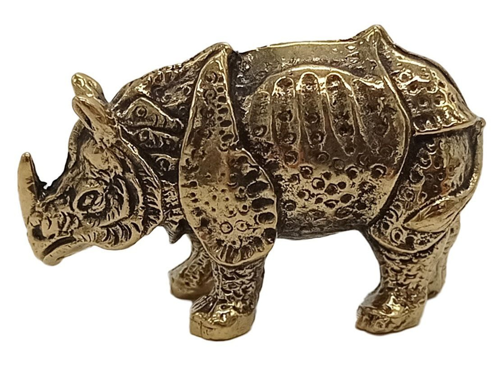 Статуэтка Носорог 4 см в броне бронза фигурка носорога Дюрера  #1
