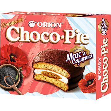 Бисквитное пирожное Orion Choco Pie Poppy / Мак и сгущенка 1 пачка 360 г  #1