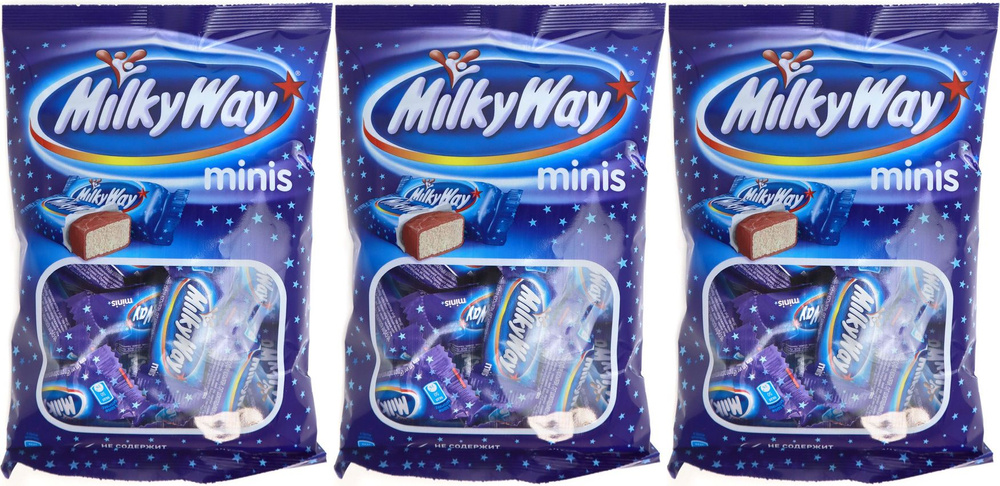 Конфеты шоколадные Milky Way Minis суфле в молочном шоколаде, комплект: 3 упаковки по 176 г  #1