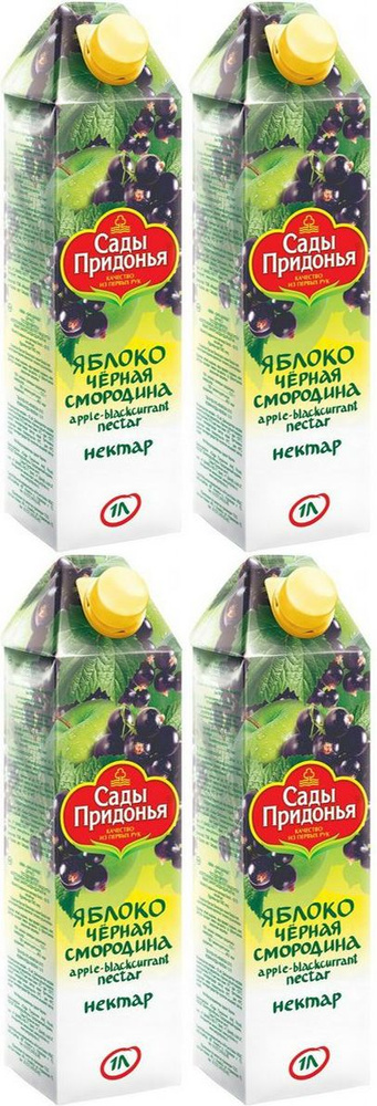 Сок Сады Придонья из яблок и черной смородины, комплект: 4 упаковки по 1 л  #1