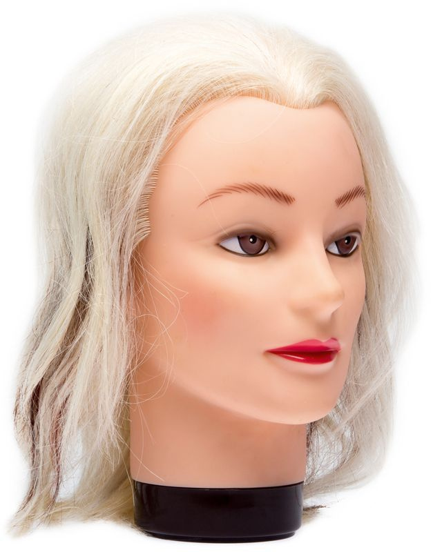 Голова-манекен учебная DEWAL "блондинка" для парикмахеров, натуральные волосы 20-30 см M-4151K  #1