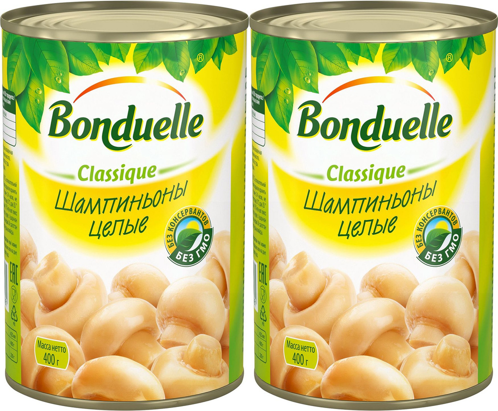 Шампиньоны Bonduelle целые, комплект: 2 упаковки по 400 г #1