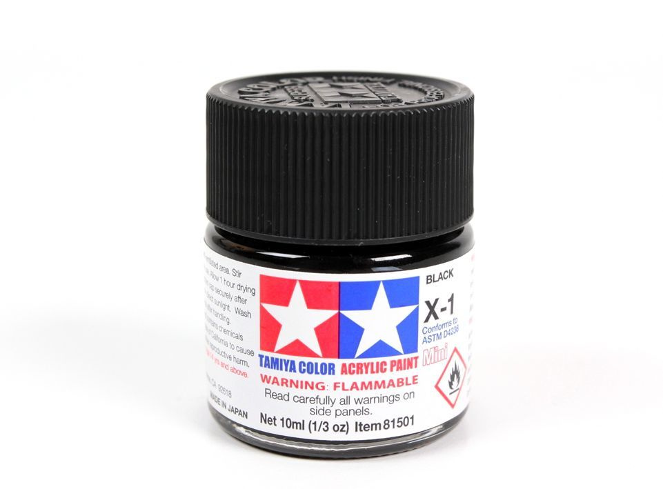 Краска акриловая X-1 BLACK GLOSS, ACRYLIC PAINT MINI 10 ML. (ЧЁРНЫЙ ГЛЯНЦЕВЫЙ) TAMIYA 81501  #1