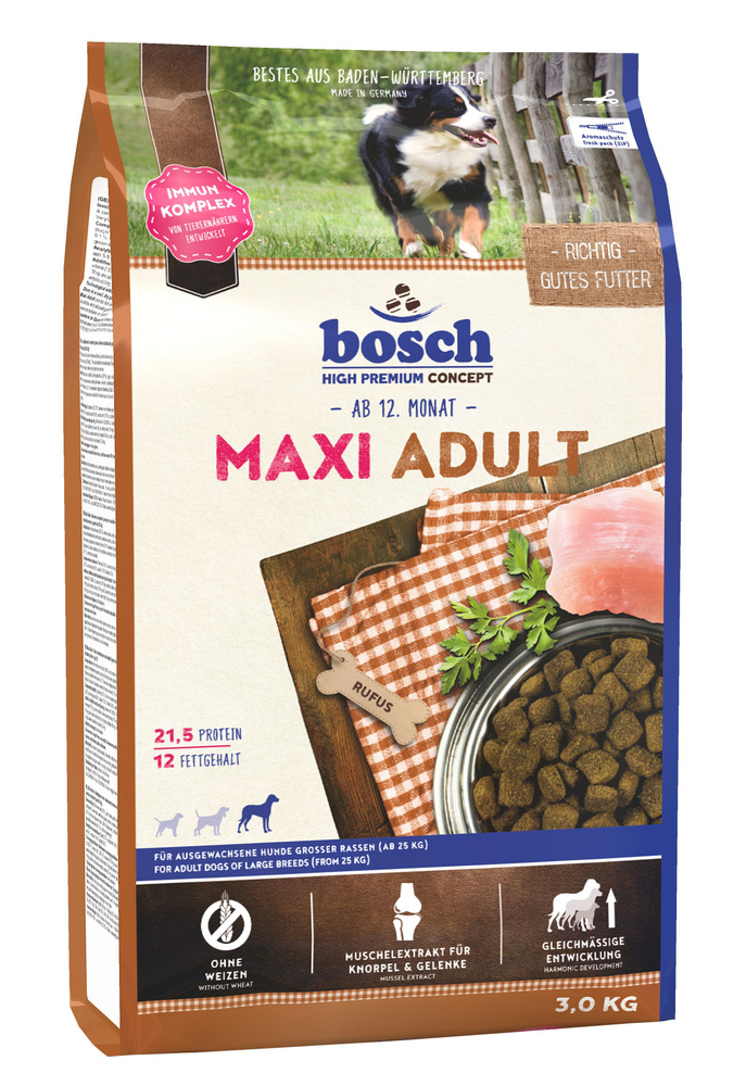 Корм сухой Bosch Maxi Adult (Бош Макси Эдалт) с большой гранулой и добавками для суставов для взрослых #1