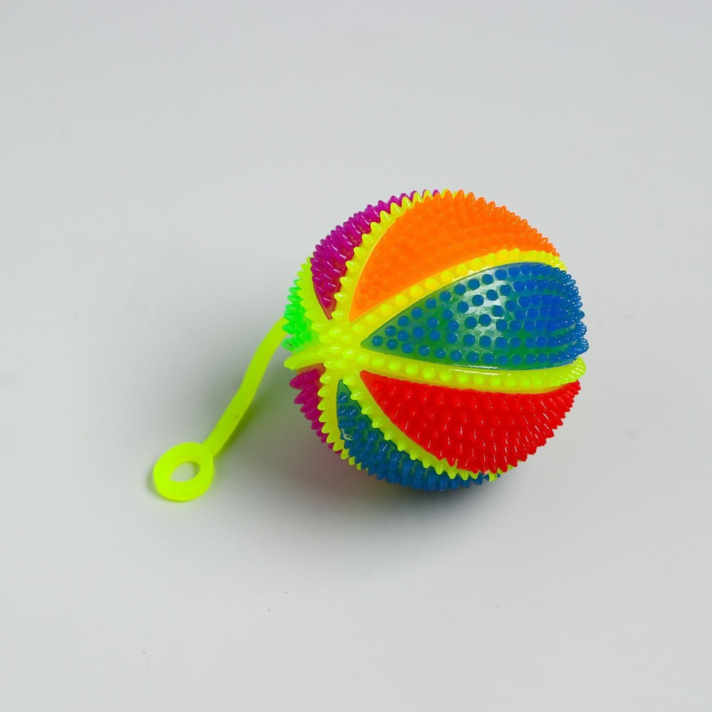 Мяч Радуга , световой, 7,5 см, с пищалкой, на резинке, цвета МИКС  #1