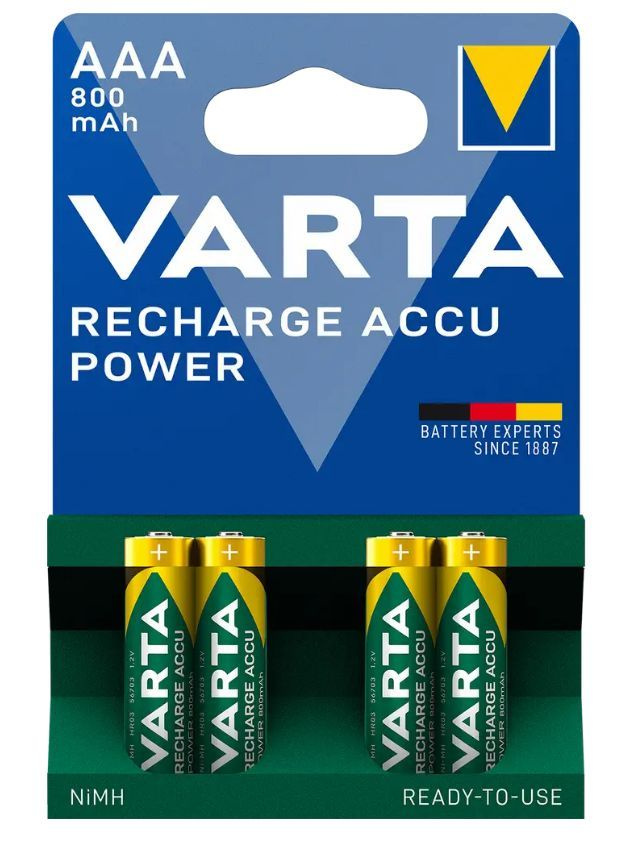 Varta Аккумуляторная батарейка AAA, 1,2 В, 800 мАч, 4 шт #1